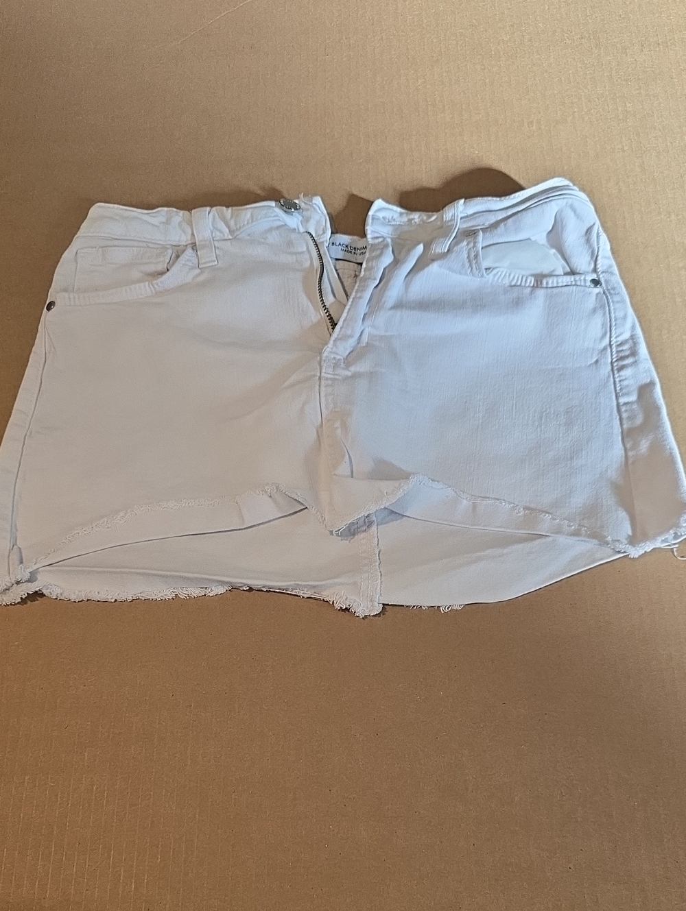 Just Black White Raw-Hem Denim Shorts #74